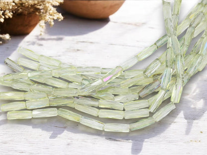 Czech Glass Beads - Tube Beads - Old Stock Beads - Vintage Beads - 15x5mm - 13pcs - (A589)
