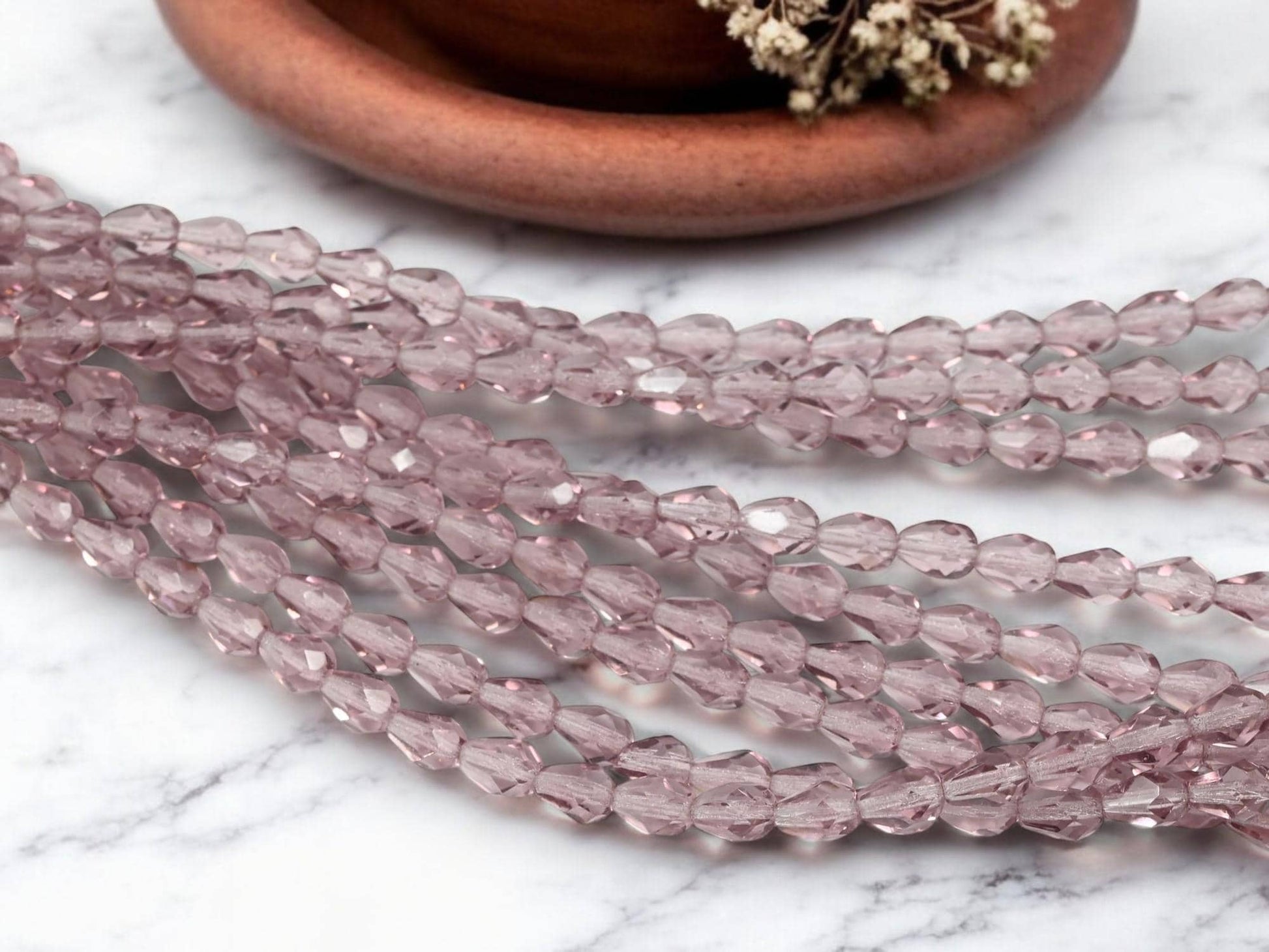 Czech Glass Beads - Tear Drop Beads - Fire Polished Beads - 25pcs - 6x8mm - (4626)