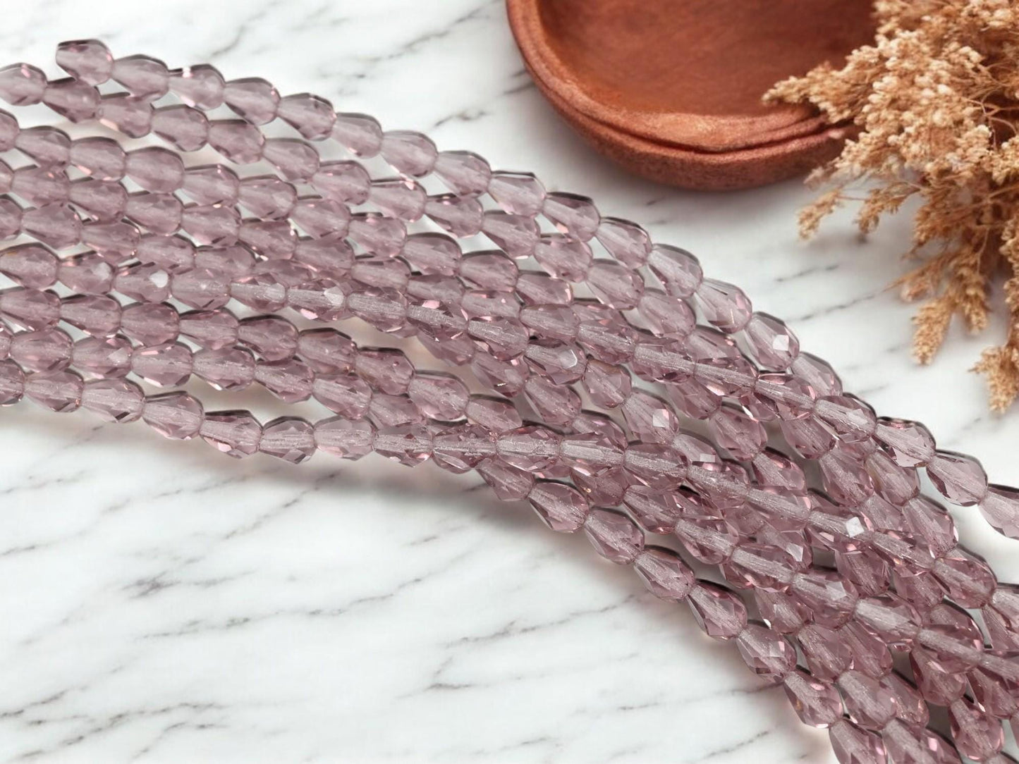 Czech Glass Beads - Tear Drop Beads - Fire Polished Beads - 25pcs - 6x8mm - (4626)