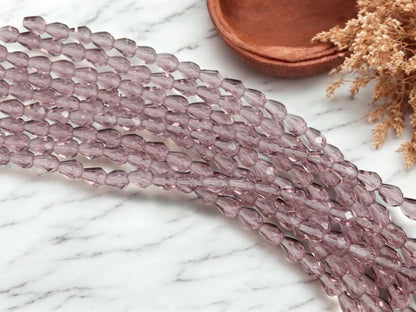 Czech Glass Beads - Tear Drop Beads - Fire Polished Beads - 25pcs - 6x8mm - (4626)