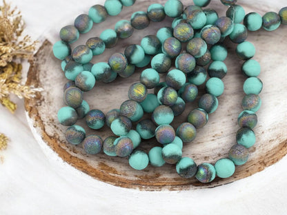 Czech Glass Etched Round Druk Beads - 8mm - 20pcs - (953)