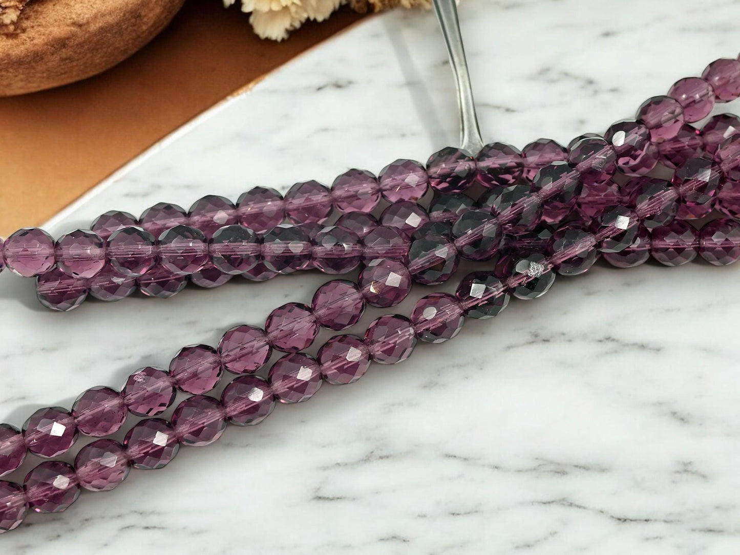 Czech Glass Beads - 10mm Beads - Fire Polished Beads - Round Beads - Faceted Beads - 19pcs - (2522)