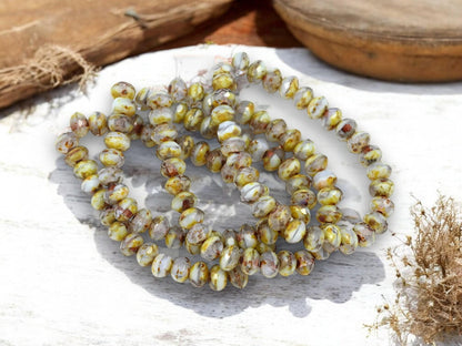 Czech Glass Fire Polished Picasso Rondelle Beads - 3x5mm - 30pcs - (243)