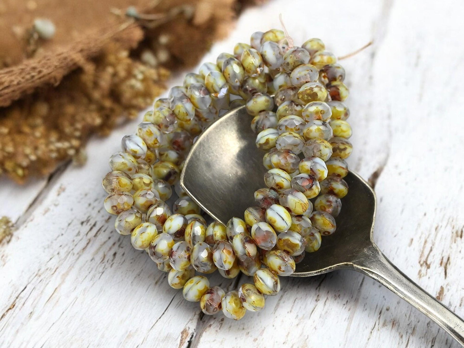 Czech Glass Fire Polished Picasso Rondelle Beads - 3x5mm - 30pcs - (243)