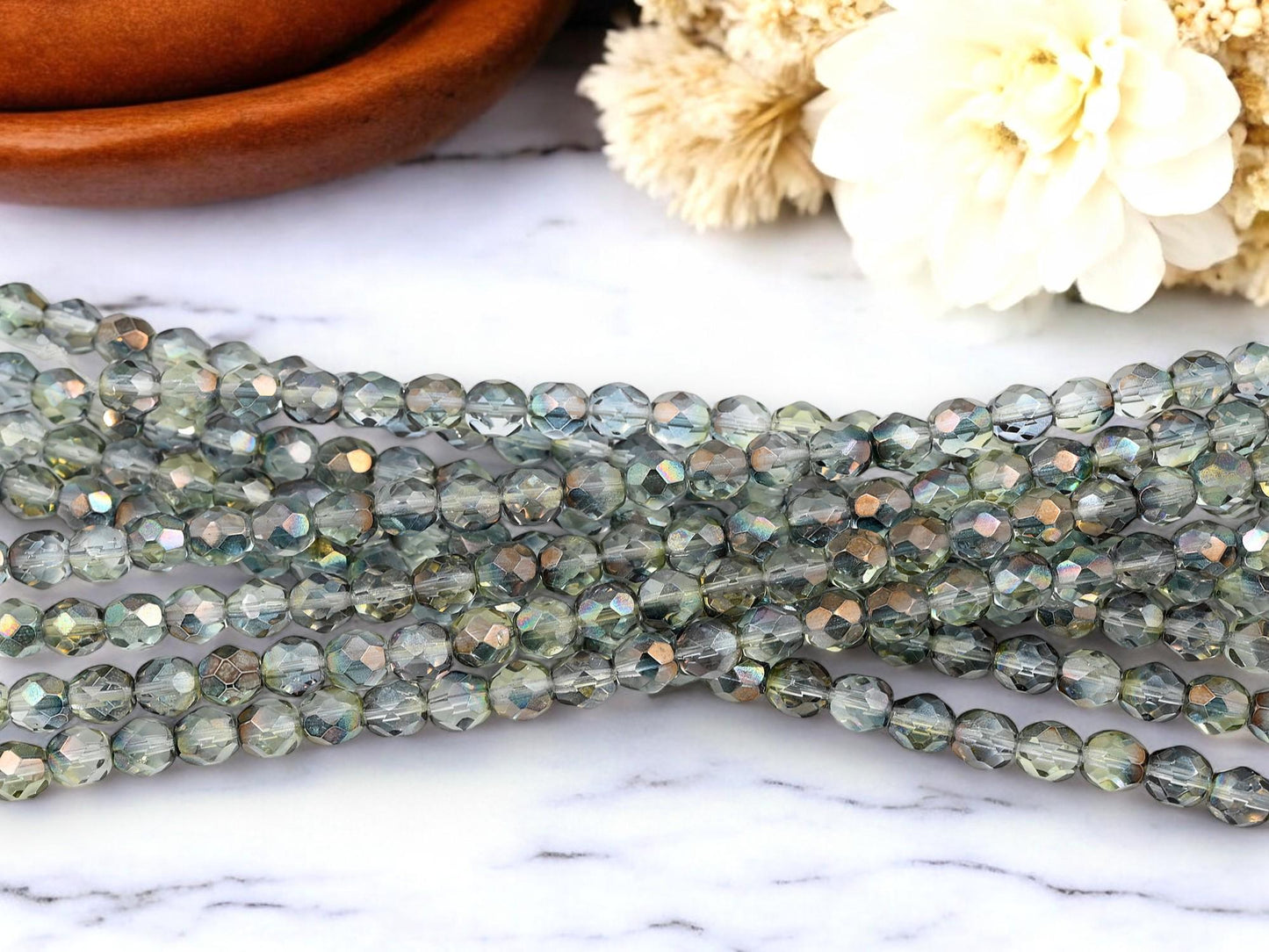 Czech Glass Beads - Fire Polished Beads - Round Beads - 7mm - 29pcs - (4587)