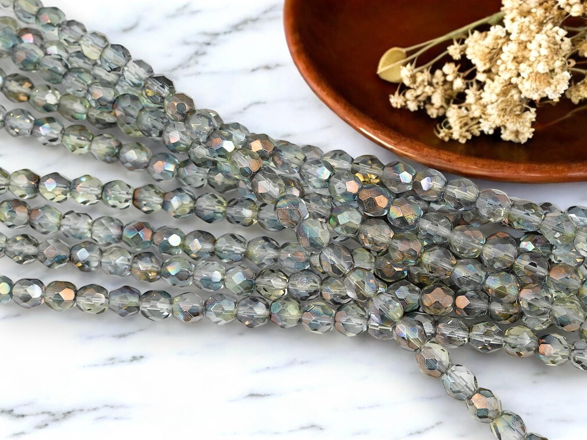 Czech Glass Beads - Fire Polished Beads - Round Beads - 7mm - 29pcs - (4587)