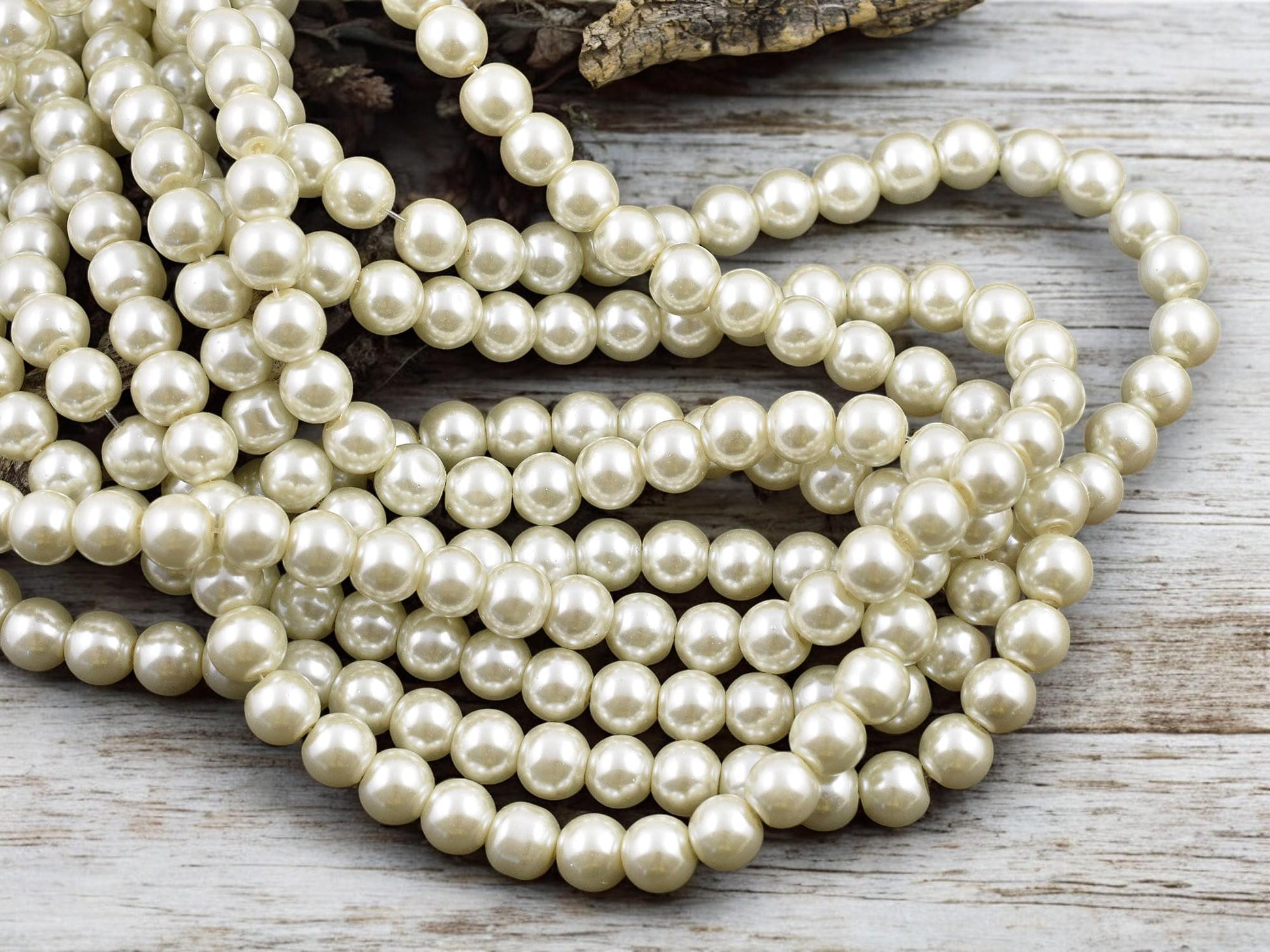 Creamy White Pearl Round Beads (32 inch strand) -- Choose Your Size