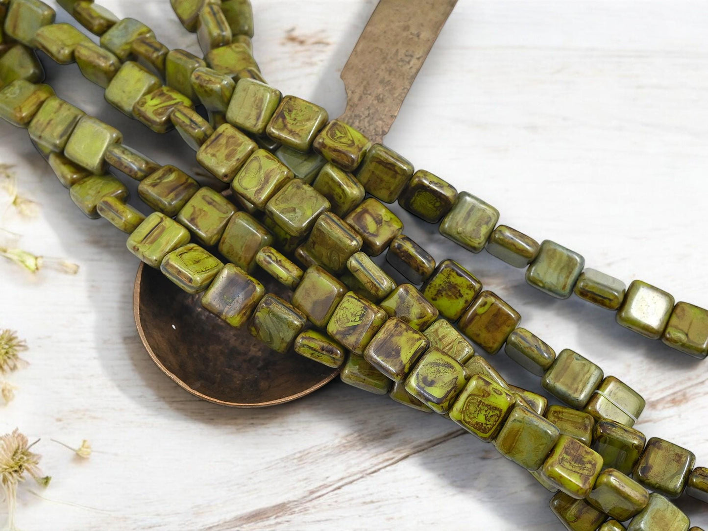 Picasso Beads - Czech Glass Beads - Square Beads - Vintage Czech Beads - 8mm - 23pcs - (3353)