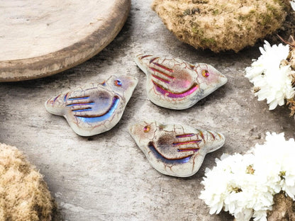 Bird Beads - Czech Glass Beads - Picasso Beads - Animal Beads - Czech Glass Bird Beads - 6pcs - 11x22mm - (5585)