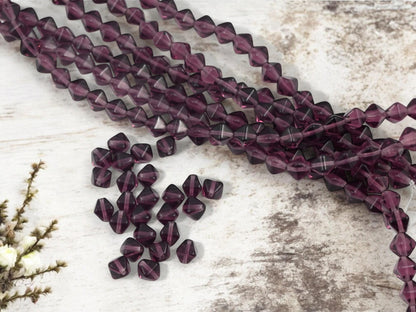 Czech Glass Beads - Purple Beads - Lucerna Bicone - Bicone Beads - Spacer Beads - 6mm - 25pcs - (A170)