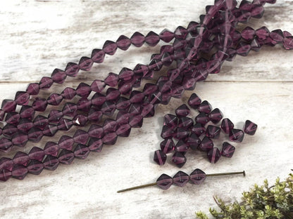 Czech Glass Beads - Purple Beads - Lucerna Bicone - Bicone Beads - Spacer Beads - 6mm - 25pcs - (A170)