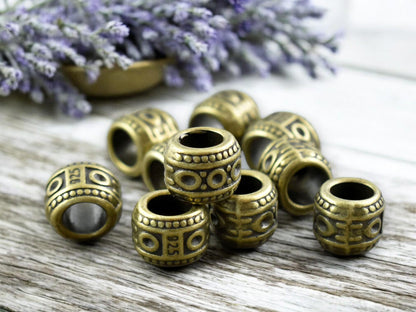 *20* 7x9mm Antique Bronze Large Hole Drum Beads