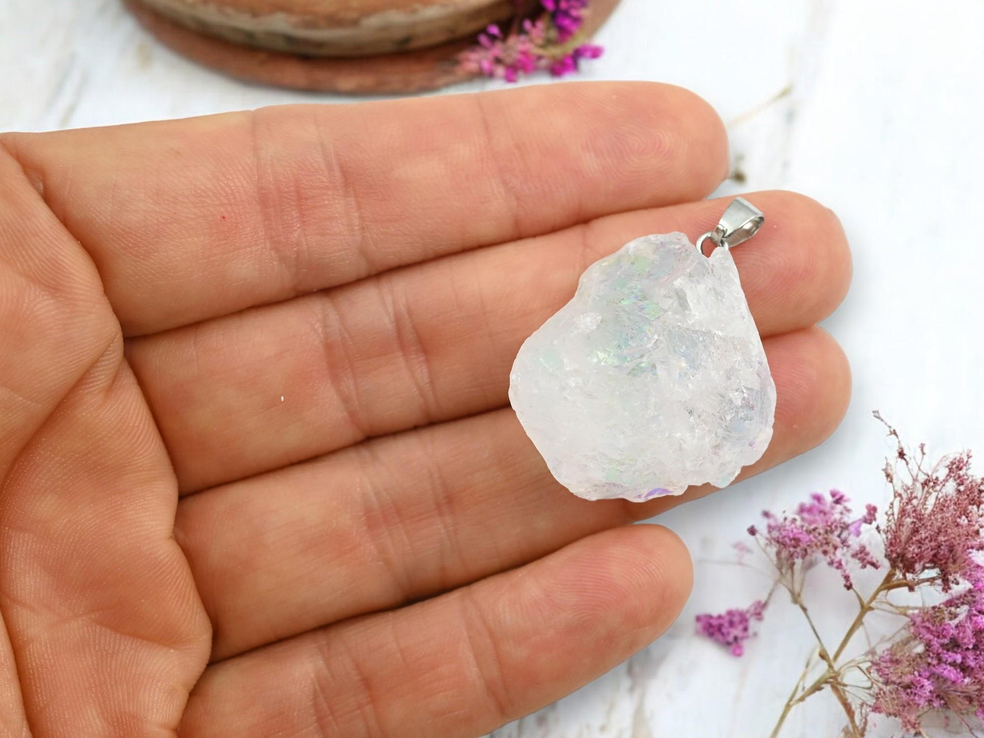 Natural Rock Crystal Pendant with bail - 1pcs - (3351)