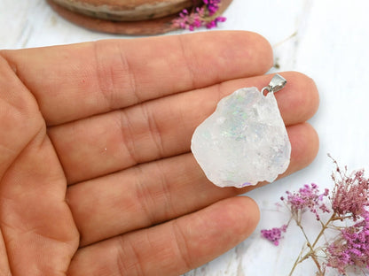 Natural Rock Crystal Pendant with bail - 1pcs - (3351)