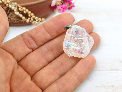 Natural Rock Crystal Pendant with bail - 1pcs - (3351)