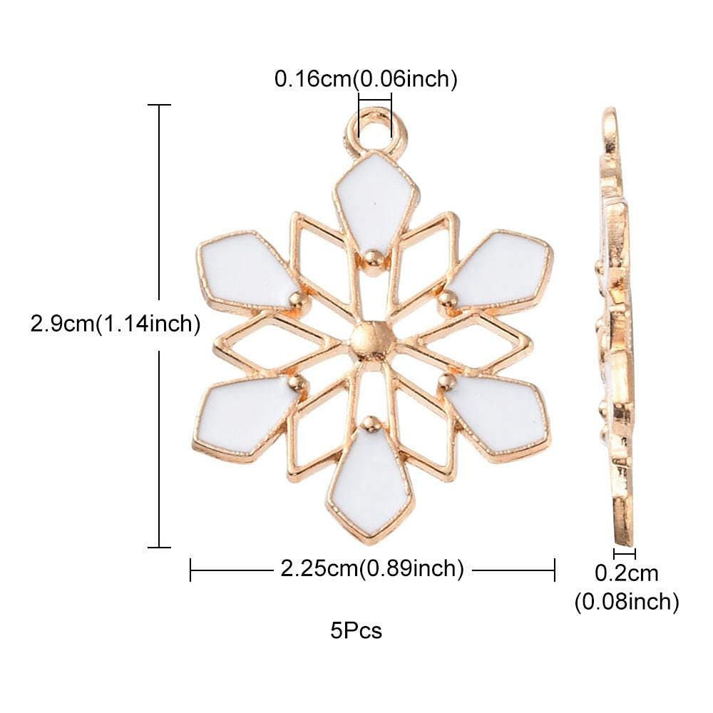 Snowflake Charms - Metal Charms - Christmas Charms - Enamel Charms - 5pcs - 29x22mm - (B461)