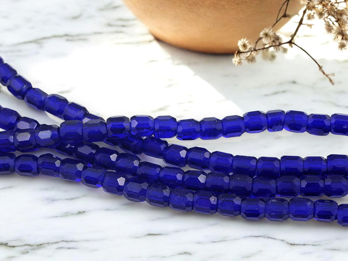 Czech Glass Faceted Fire Polished Large Hole Barrel Beads - 25pcs - (3752)