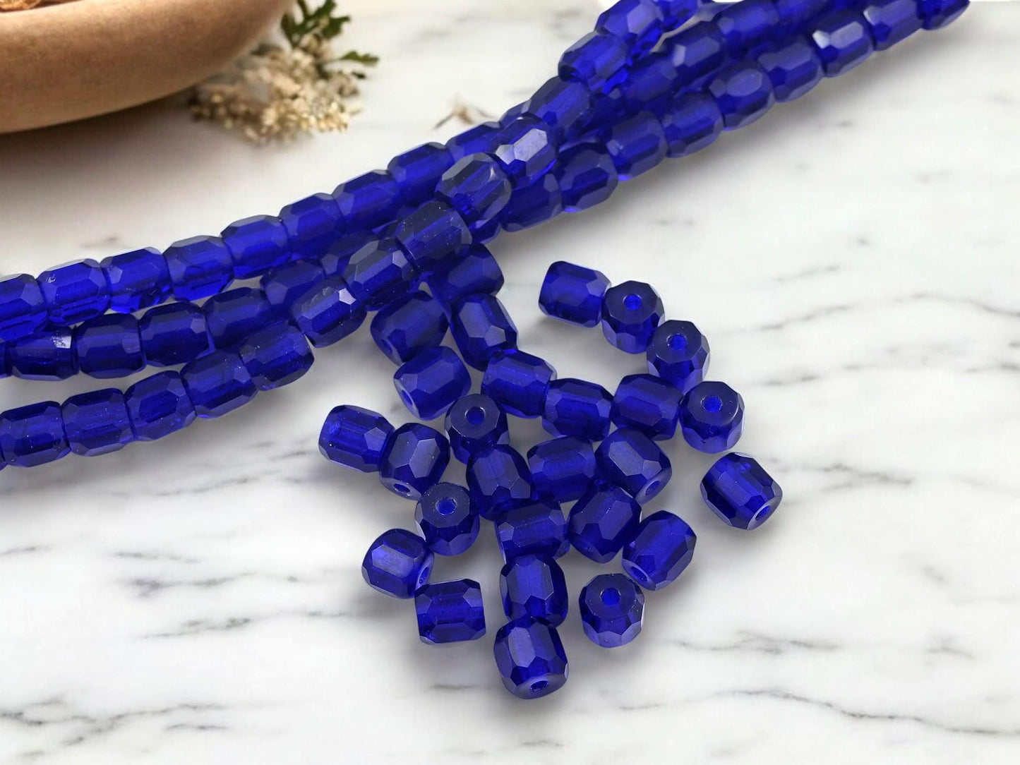 Czech Glass Faceted Fire Polished Large Hole Barrel Beads - 25pcs - (3752)