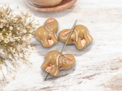 Czech Glass Beads - Elephant Beads - Elephant Pendant - Lucky Elephant - Elephant Charm - 21x20mm - 4pcs - (4818)
