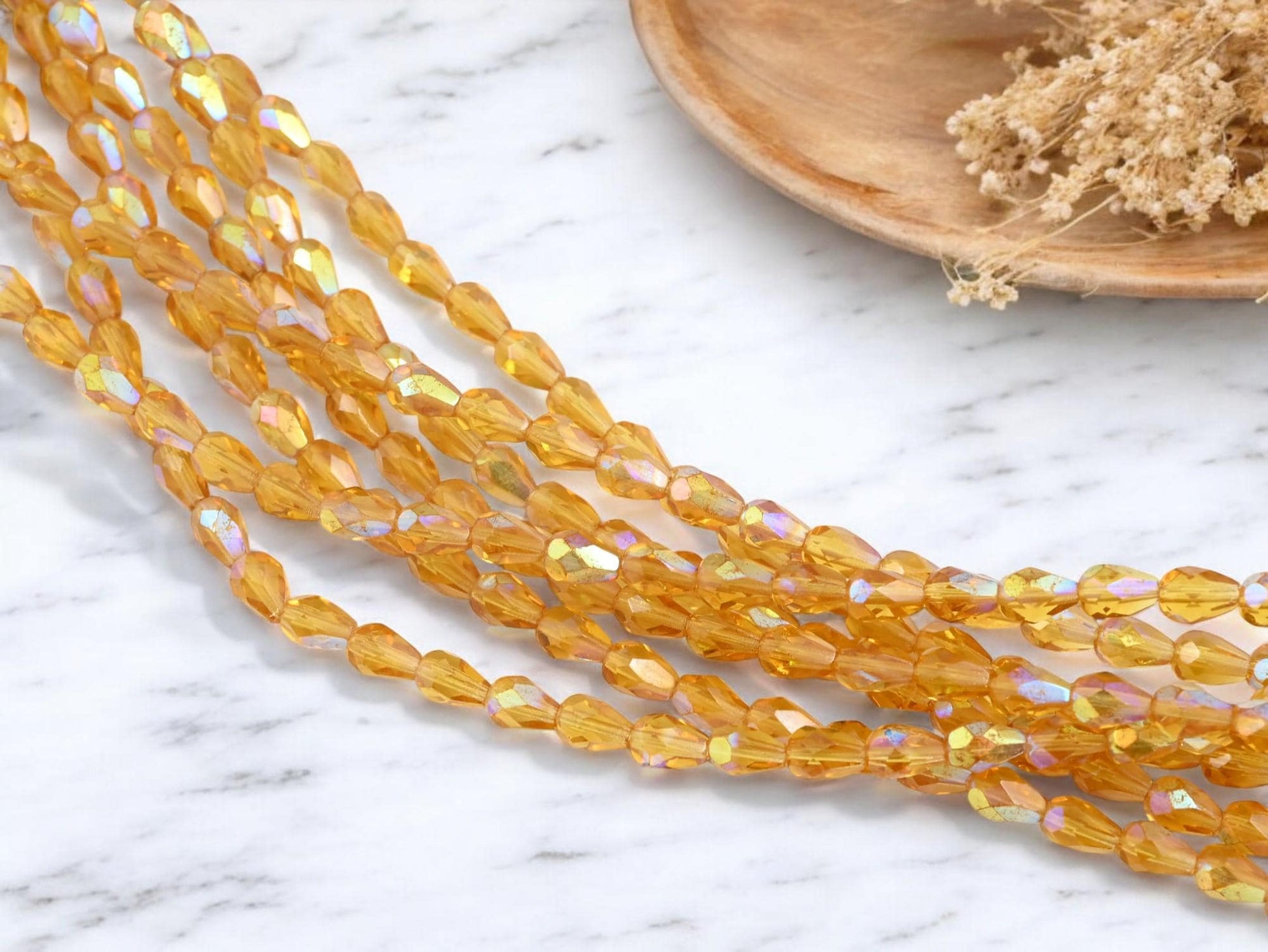 Czech Glass Beads - Tear Drop Beads - Fire Polished Beads - 29pcs - 5x7mm - (A586)