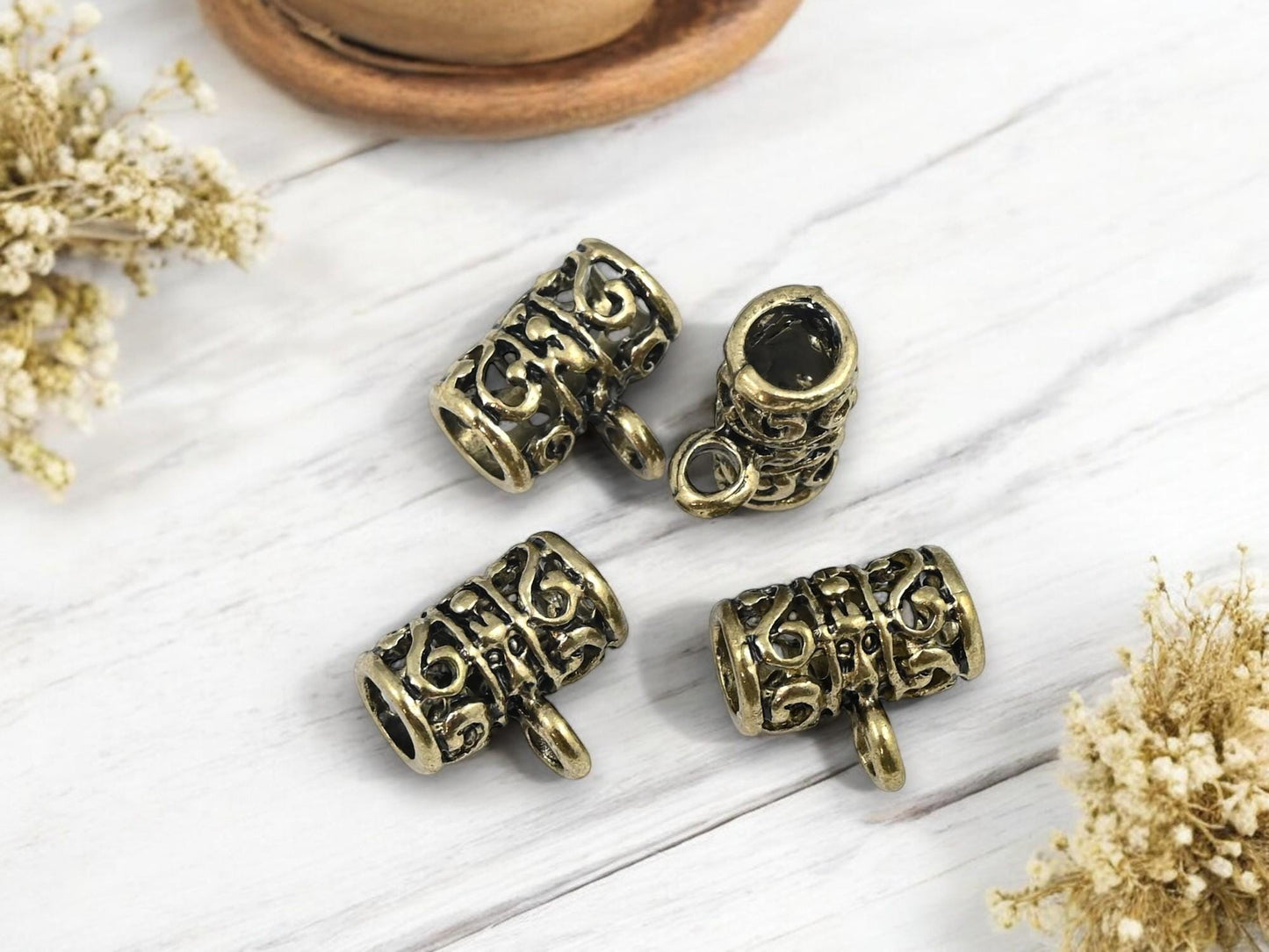 Charm Hanger - Metal Bails - Bronze Bails - Bails For Jewelry - Jewelry Bail - Metal Findings - 13x9mm - 4pcs - (1749)