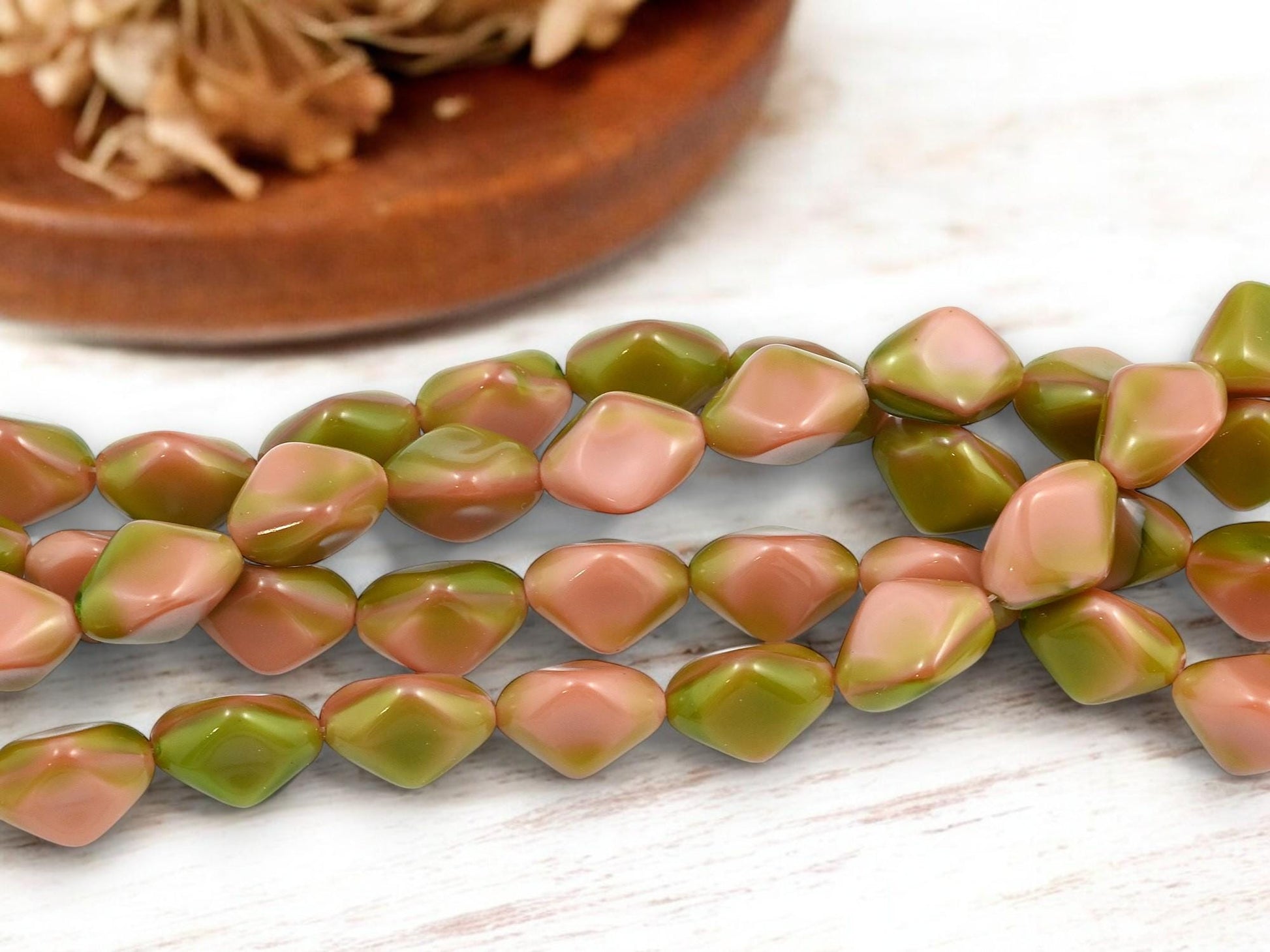 Czech Glass Beads - Oval Beads - Old Stock Beads - Chunky Beads - 13pcs - 10x15mm - (4421)