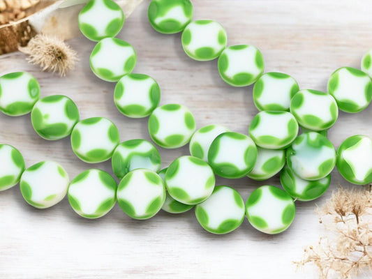 Czech Glass Beads - Old Stock Beads - Coin Beads - Vintage Beads - 13mm - 13pcs (4808)