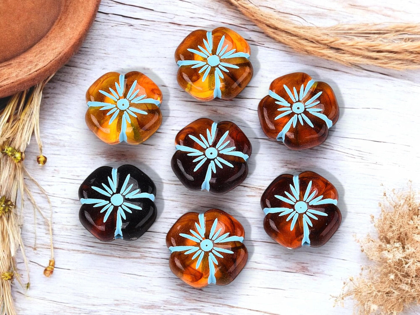 Flower Beads - Hawaiian Flower Beads - Focal Beads - Acrylic Beads - 20mm - 4pcs - (B113)