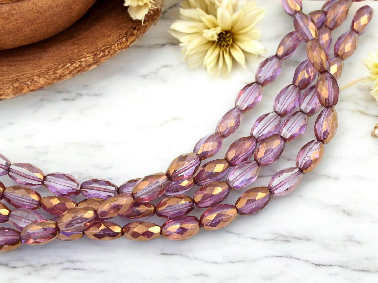 Old Stock Czech Glass Table Cut Faceted 2 Cut Oval Beads for Jewelry Making - 13x8mm - 17pcs - (3335)