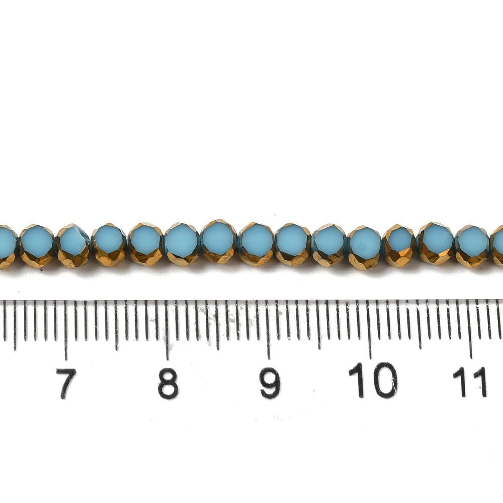 Table Cut Beads - Round Beads - Chinese Glass - Fire Polish Beads - Approx 4mm - 10" Strand - (3584)