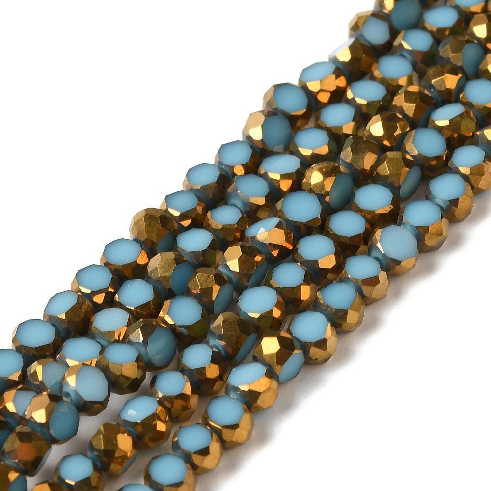 Table Cut Beads - Round Beads - Chinese Glass - Fire Polish Beads - Approx 4mm - 10" Strand - (3584)