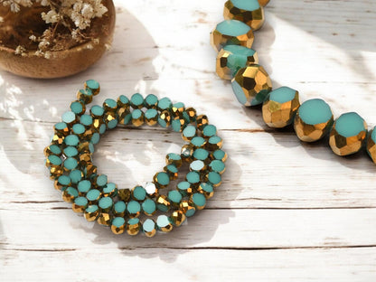 Table Cut Beads - Round Beads - Chinese Glass - Fire Polish Beads - Approx 4mm - 10" Strand - (211)