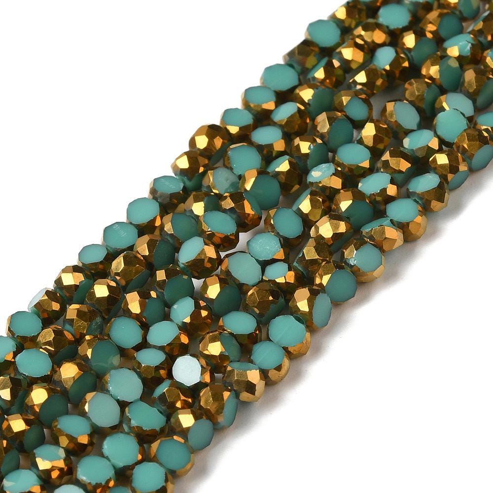 Table Cut Beads - Round Beads - Chinese Glass - Fire Polish Beads - Approx 4mm - 10" Strand - (211)