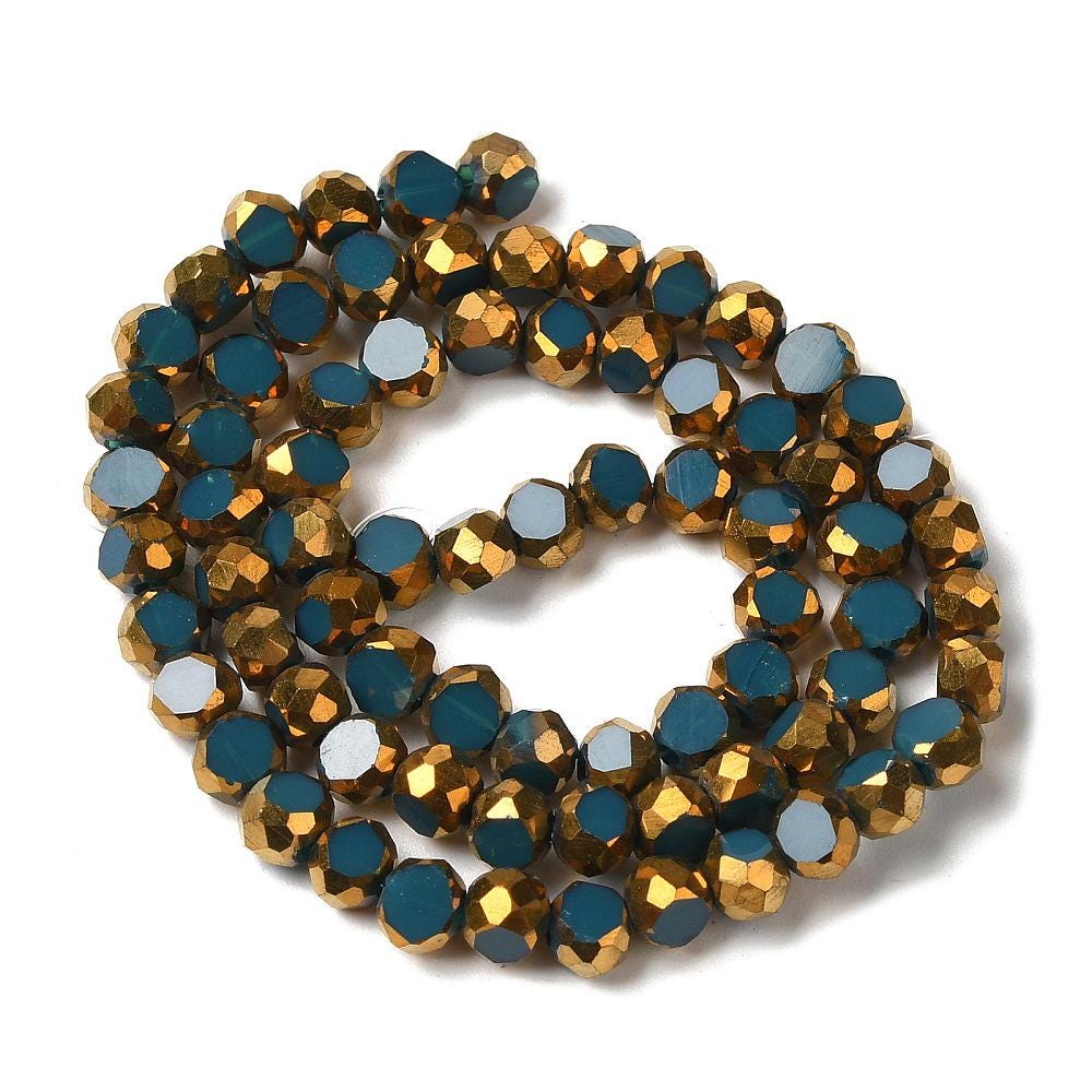 Table Cut Beads - Round Beads - Chinese Glass - Fire Polish Beads - Approx 4mm - 10" Strand - (245)