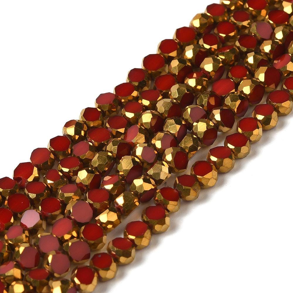4mm Beads - Table Cut Beads - Round Beads - Chinese Glass - Fire Polish Beads - Approx 4mm - 10" Strand - (4228)