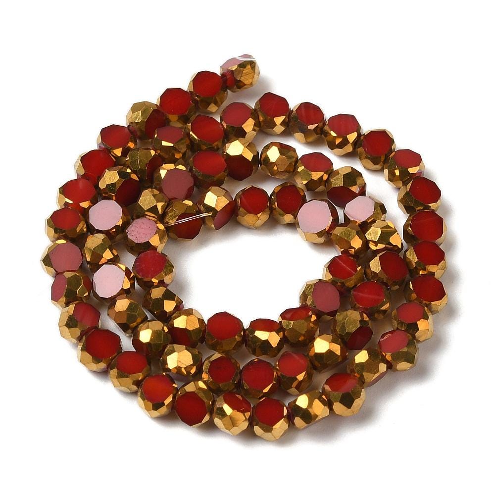 4mm Beads - Table Cut Beads - Round Beads - Chinese Glass - Fire Polish Beads - Approx 4mm - 10" Strand - (4228)