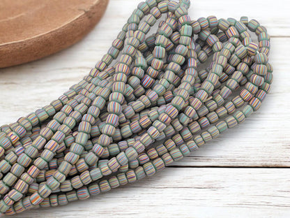 Indonesian Java Glass Trade Beads - Striped Gooseberry - 4-7mm - 24" Strand - (3965)