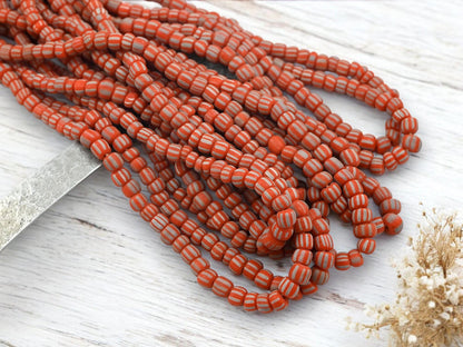 Indonesian Java Glass Trade Beads - Striped Gooseberry - 4-7mm - 24" Strand - (6088)