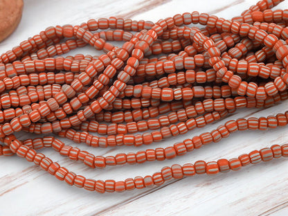Indonesian Java Glass Trade Beads - Striped Gooseberry - 4-7mm - 24" Strand - (6088)