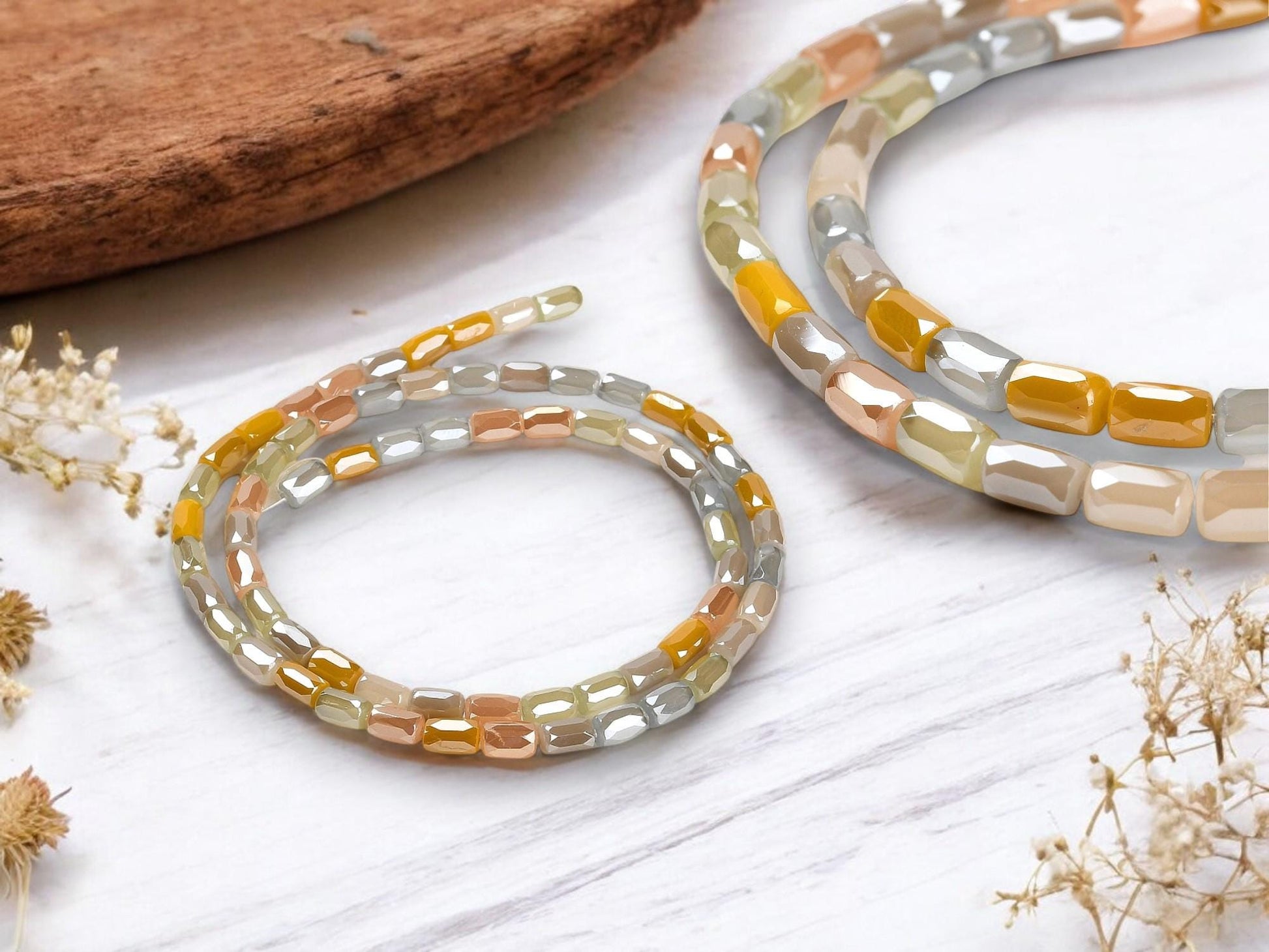 Tube Beads - Chinese Glass - Bulk Glass Beads - 6x4mm - 20" Strand - (352)