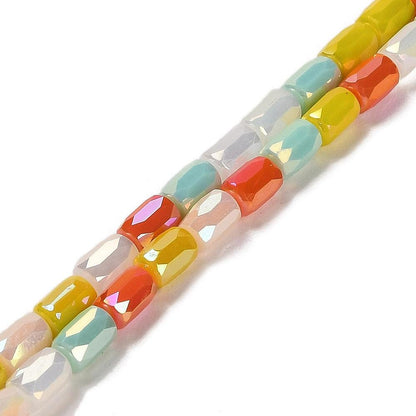 Chinese Glass Beads - Electroplated Beads - Tube Beads - Bulk Glass Beads - 6x4mm - 20" Strand - (379)