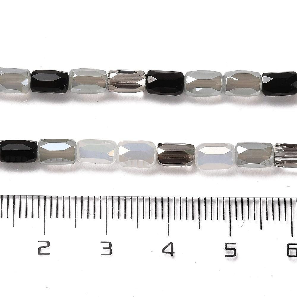 Electroplated Beads - Chinese Glass - Tube Beads - Bulk Glass Beads - 6x4mm - 20" Strand - (2007)