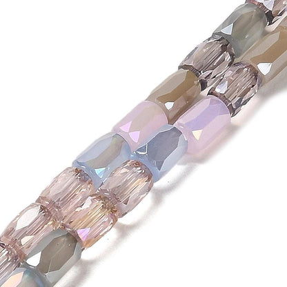 Chinese Glass Beads - Electroplated Beads - Tube Beads - Bulk Glass Beads - 6x4mm - 20" Strand - (379)