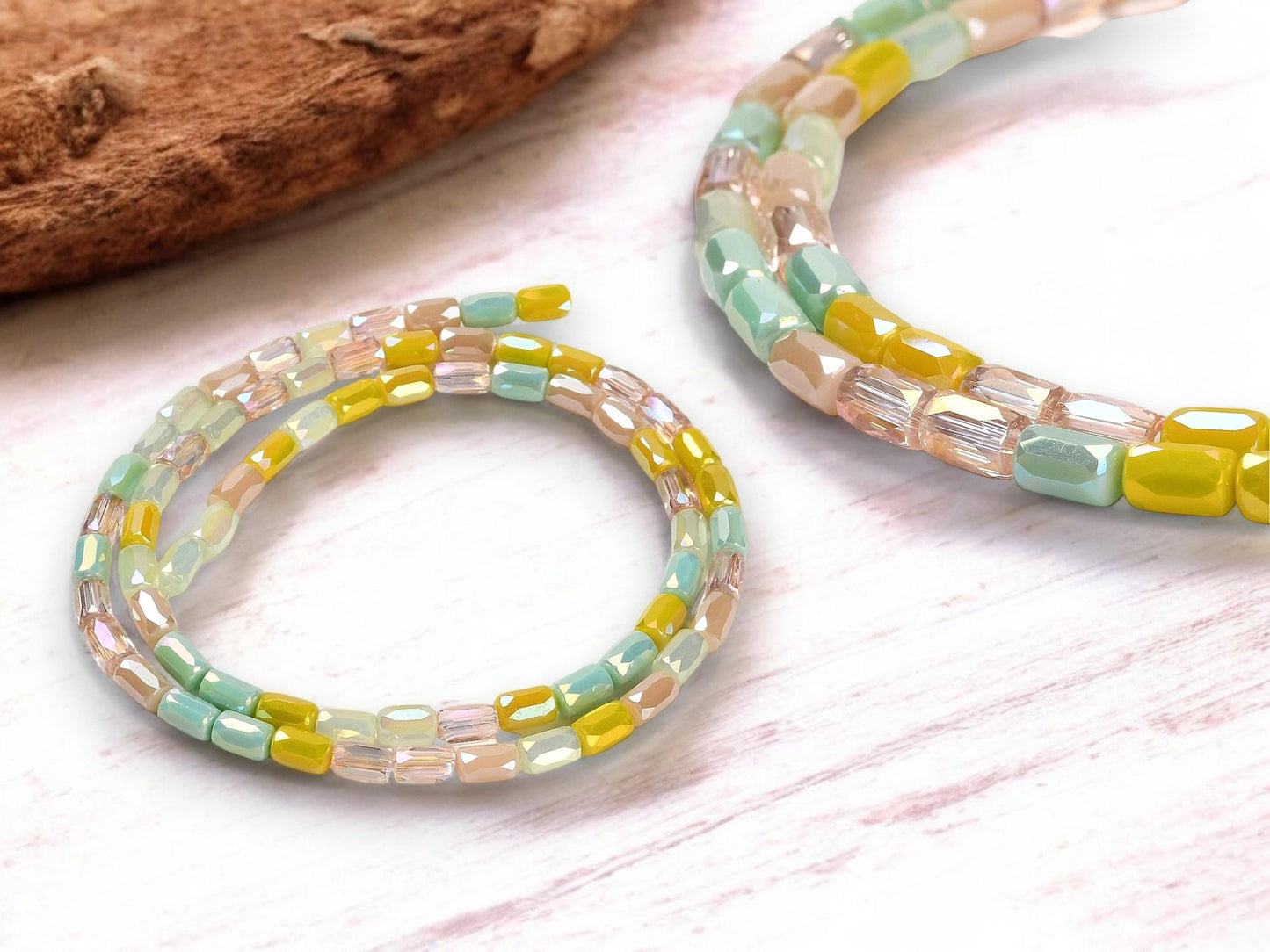 Tube Beads - Chinese Glass - Bulk Glass Beads - 6x4mm - 20" Strand - (1210)