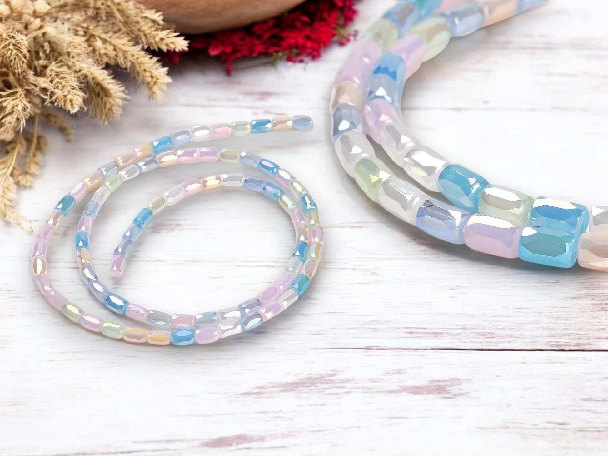 Tube Beads - Chinese Glass - Bulk Glass Beads - 6x4mm - 20" Strand - (1798)