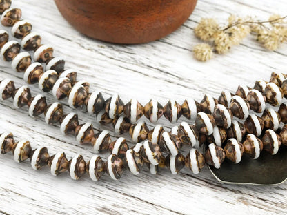 *10* 8x10mm Opaque White Picasso Saturn Beads