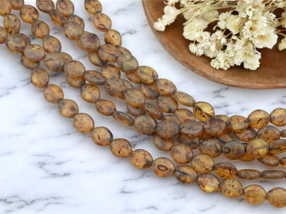 Old Stock Czech Glass Matte Crystal Picasso Flat Oval Beads - 8x10mm - 22pcs - (4170)