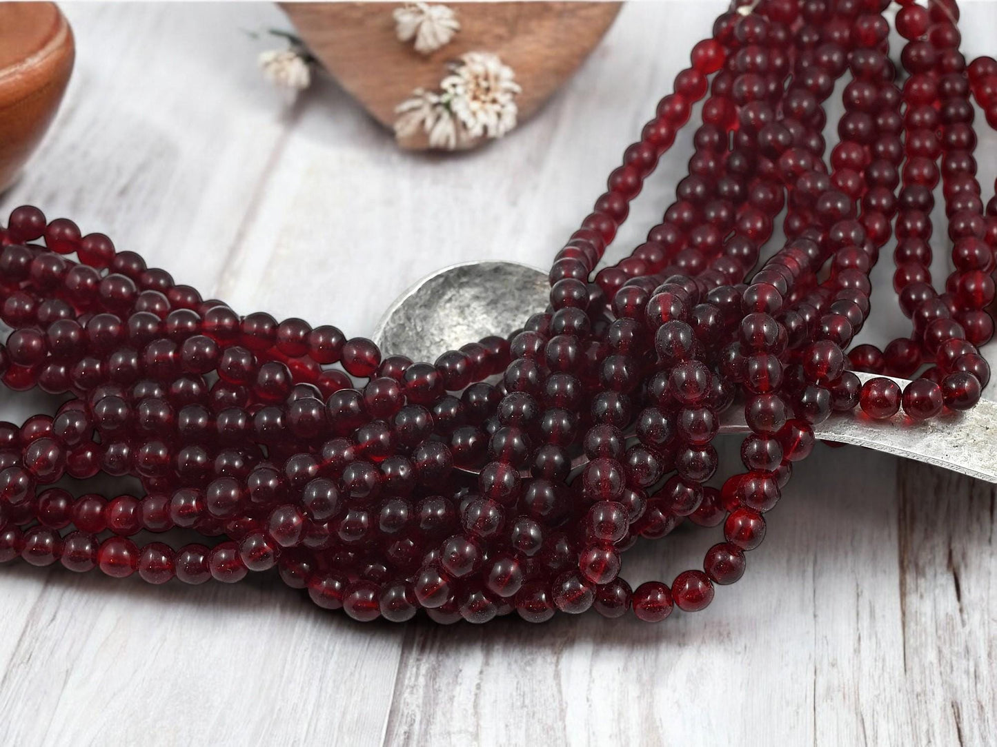 Czech Glass Beads - Round Beads - 6mm Beads - Red Beads - Christmas Beads - 50pcs - 6mm - (A541)