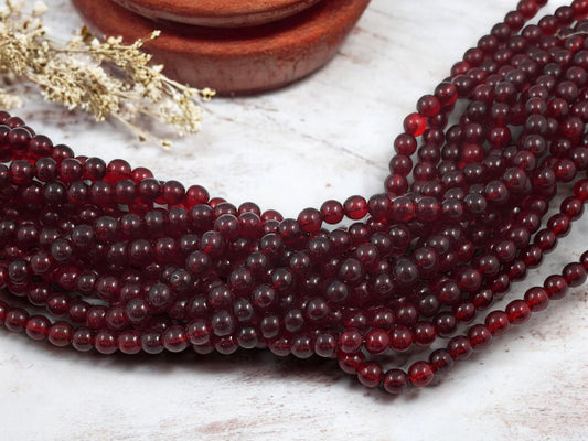 Czech Glass Beads - Round Beads - 6mm Beads - Red Beads - Christmas Beads - 50pcs - 6mm - (A541)