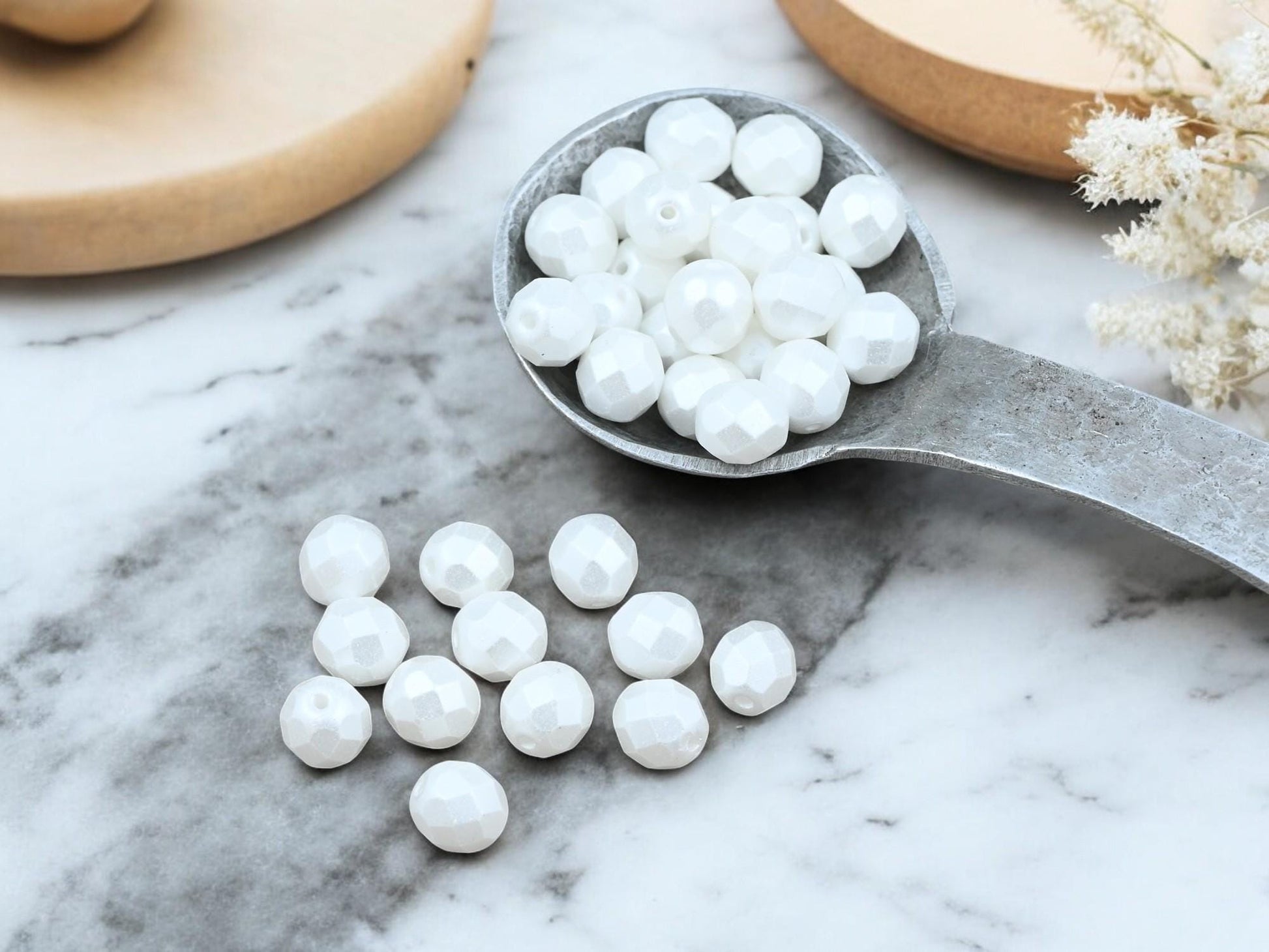 Czech Glass Beads - Round Beads - 8mm Beads - Fire Polish Beads - Pearl Beads - 25pcs - (5775)